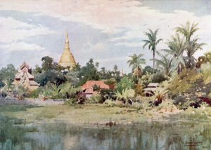 El Shwe Dagon desde el Tanque Bahan de Robert George Talbot Kelly